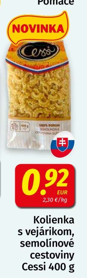 Kolienka s vejáříkom, semolínové cestoviny Cessi 400 g