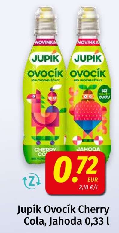 Jupík Ovocík Cherry Cola, Jahoda 0,33 l