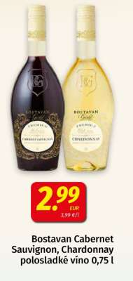 Bostavan Cabernet Sauvignon, Chardonnay polosladké víno 0,75 l