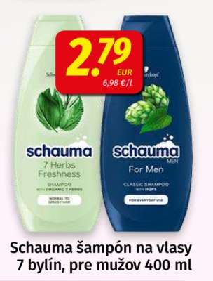 Schauma šampón na vlasy 7 bylín, pre mužov 400 ml