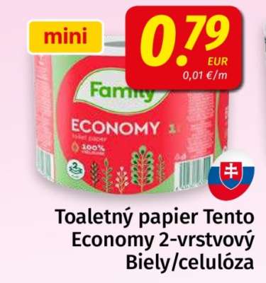 Toaletný papier Tento Economy 2-vrstvový Biely/celulóza