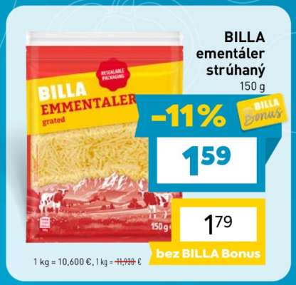 BILLA ementáler strúhaný