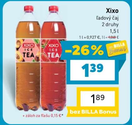 Xixo ľadový čaj 2 druhy 1,5 l