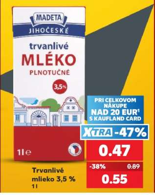 Trvanlivé mlieko 3,5 % 1l