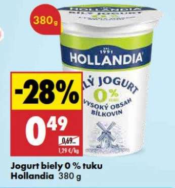 Jogurt biely 0 % tuku Hollandia 380 g