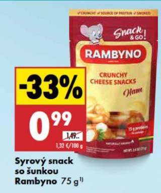 Syrový snack so šunkou Rambyno 75 g