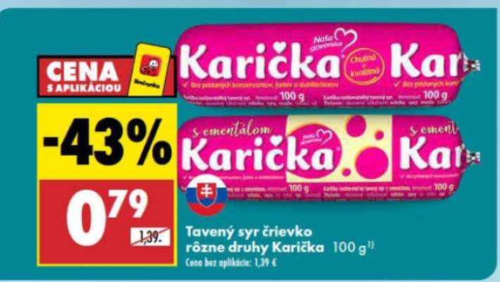Tavený syr črievko rôzne druhy Karička