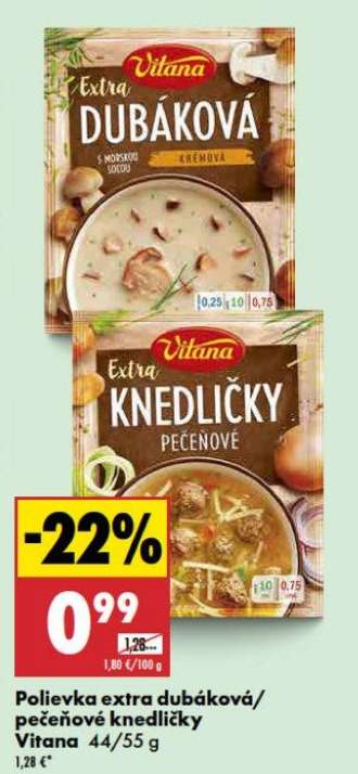 Polievka extra dubáková/pečeňové knedličky Vitana 44/55 g