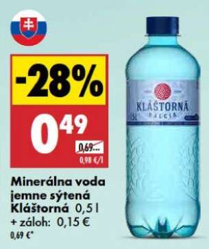 Minerálna voda jemne sýtená Kláštorná 0,5 l