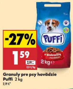 Granuly pre psy hovädzie Puffi 2 kg