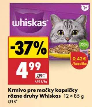 Krmivo pre mačky kapsičky rôzne druhy Whiskas 12 × 85 g
