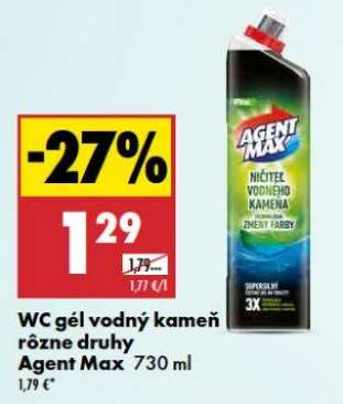 WC gél vodný kameň rôzne druhy Agent Max 730 ml