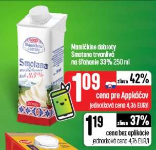 Mamičkine dobroty Smotana trvanlivá na šľahanie 33% 250 ml