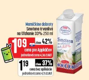 Mamičkine dobroty Smotana trvanlivá na šľahanie 33% 250 ml