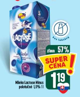 Mlieko Lactose Minus polotučné 1,5% 1l