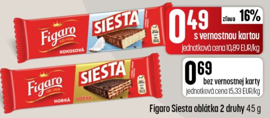 Figaro Siesta oblátka 2 druhy 45 g