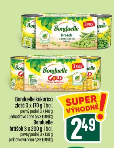 Bonduelle hrášok 3 x 200 g 1 bal.