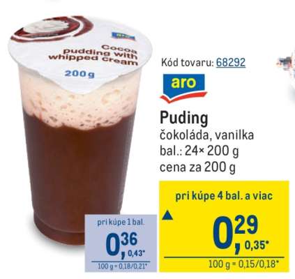 Puding čokoláda, vanilka