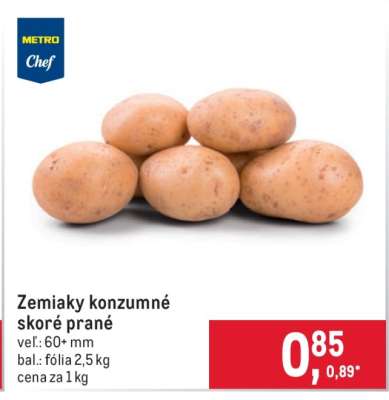 Zemiaky konzumné skoré prané