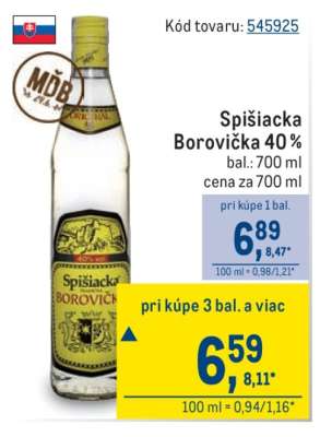 Spišiacka Borovička 40 %