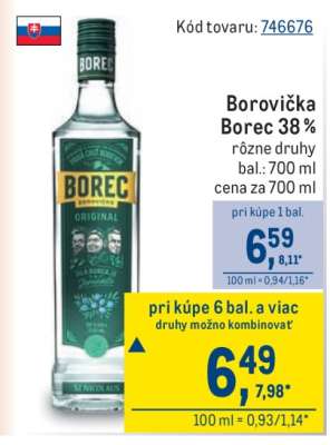 Borovička Borec 38 %
