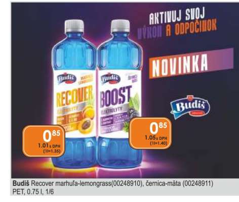 Budiš Recover marhuľa-lemongrass(00248910), černica-mäta (00248911)