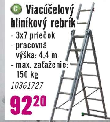 Viacúčelový hliníkový rebrík