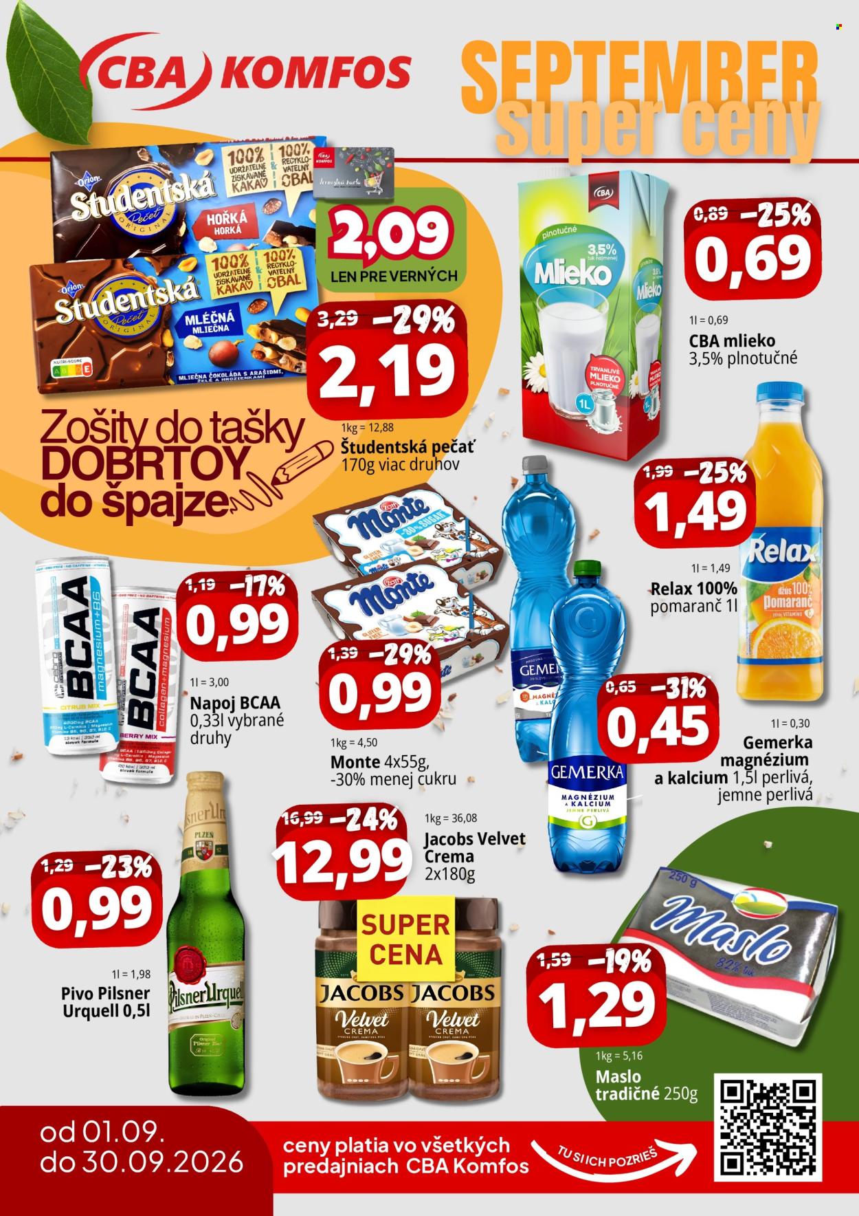 Leták CBA Komfos - 1.9.2026 - 30.9.2026. Strana 1