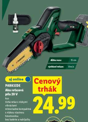 Parkside Aku reťazová píla, 20 V