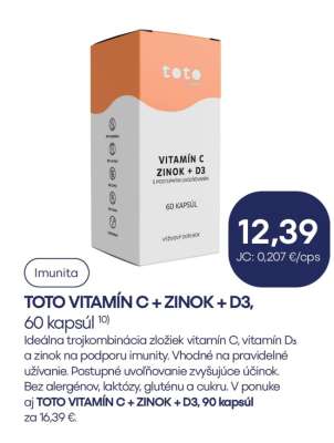 TOTO VITAMÍN C + ZINOK + D3, 60 kapsúl