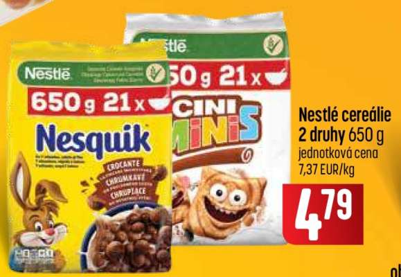 Nestlé cereálie 2 druhy 650 g