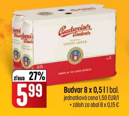 Budvar 8 x 0,5 l