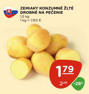 Zemiaky konzumné žlté drobné na pečenie