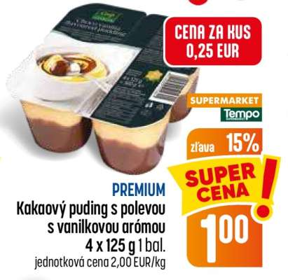 Kakaový puding s polevou s vanilkovou arómou