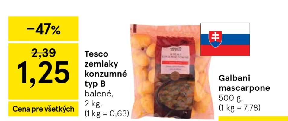 Tesco zemiaky konzumné typ B