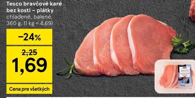 Tesco bravčové karé bez kosti – plátky