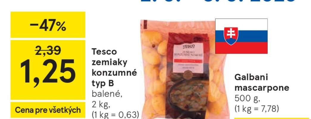 Tesco zemiaky konzumné typ B