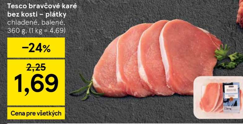 Tesco bravčové karé bez kosti – plátky