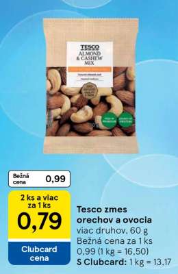 Tesco zmes orechov a ovocia