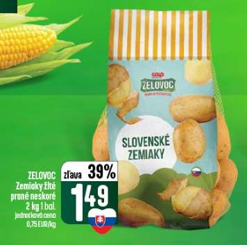 ZELOVOC Zemiaky žlté prané neskoré