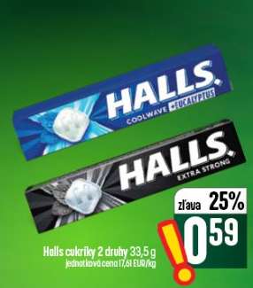 Halls cukríky 2 druhy 33,5 g