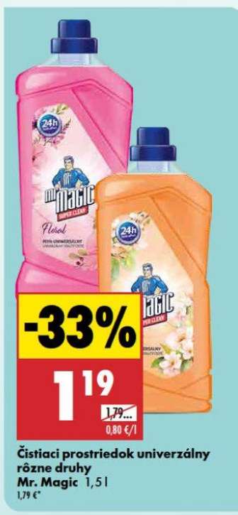 Čistiaci prostriedok univerzálny rôzne druhy Mr. Magic 1,5 l