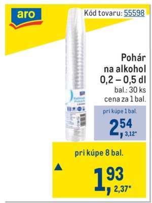 Pohár na alkohol 0,2 – 0,5 dl