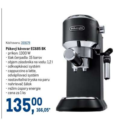 Pákový kávovar EC685 BK