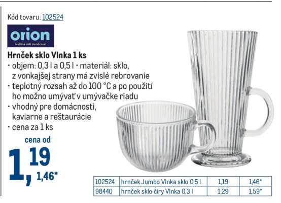 Hrnček sklo Vlnka 0,3 l