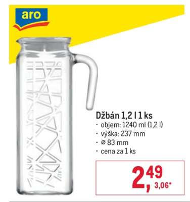 Džbán 1,2 l 1 ks