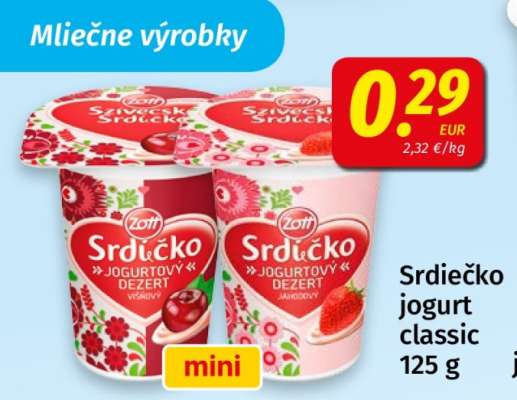 Srdiečko jogurt classic 125 g