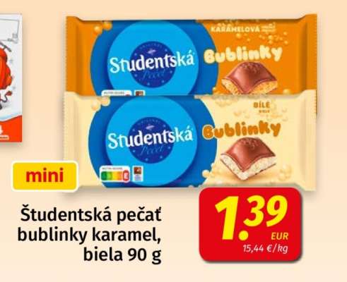 Študentská pečať bublinky karamel, biela 90 g