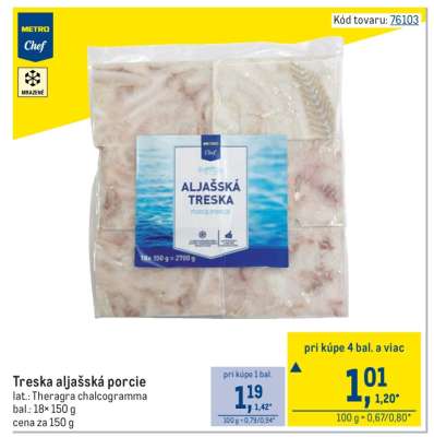 Treska aljašská porcie
