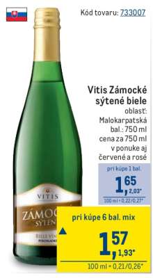 Vitis Zámocké sýtené biele
